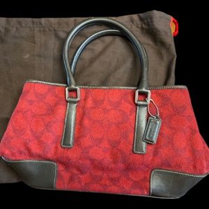 Coach Red and Brown Felt bag with dust bag